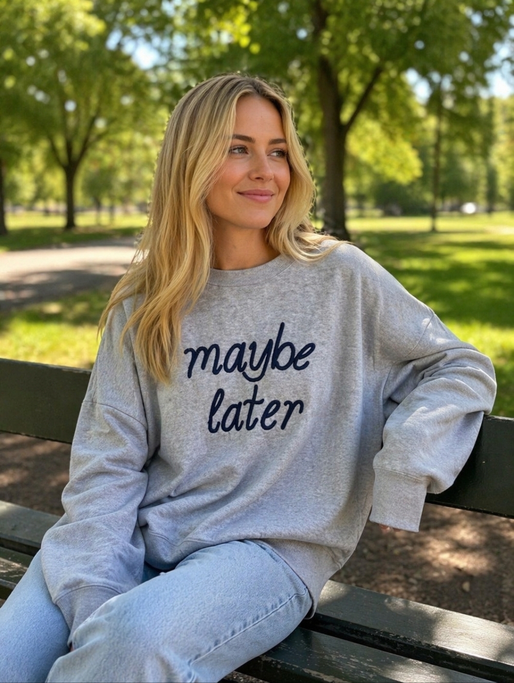 Aerie "Maybe Later" Grey Crewneck - Size LG